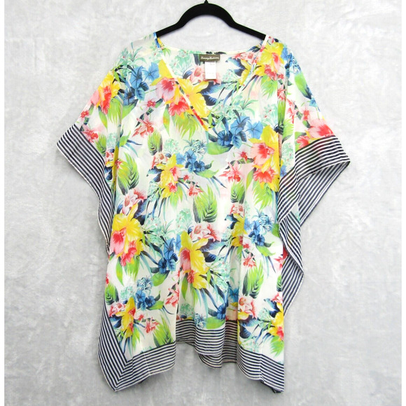 Tommy Bahama Floral Print Short Kimono Tunic Swim Cover-Up Size Large Kimoko - Picture 1 of 10